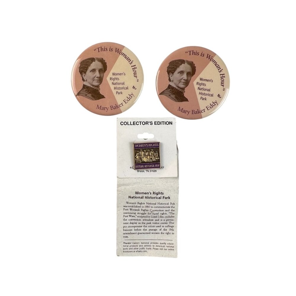Vintage Woman's Rights National Historic Park Pins Lot Mary Baker Eddy